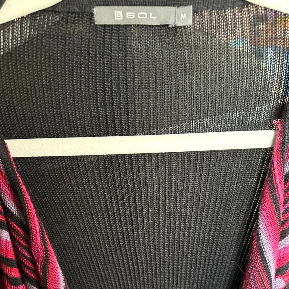 SOL Open Front Waterfall Cardigan Nordic‎ Belted Baby Alpaca Silk Size Medium